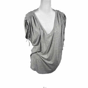 Express Gray Lounge Oversized Top Blouse Shirt Short Sleeve Medium Casual